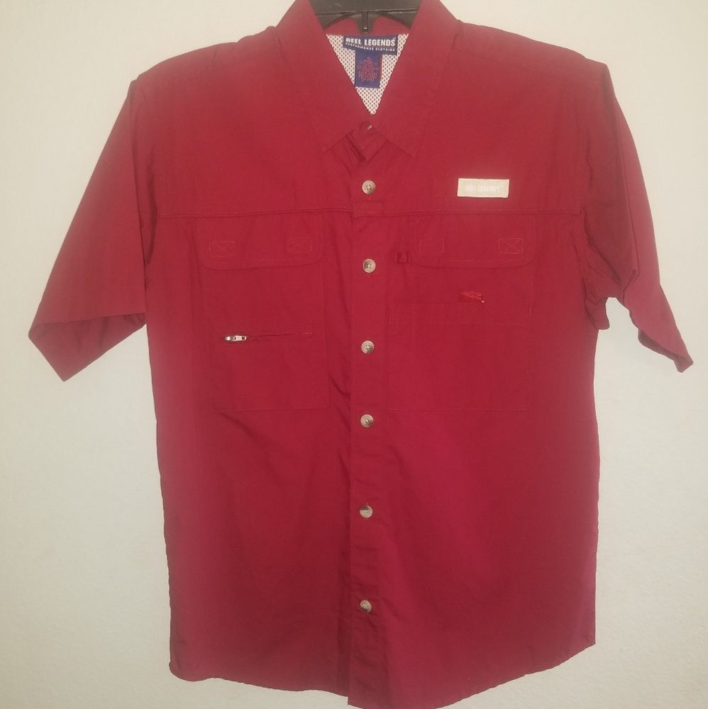 Reel Legends | Dark Red Fishing Shirt